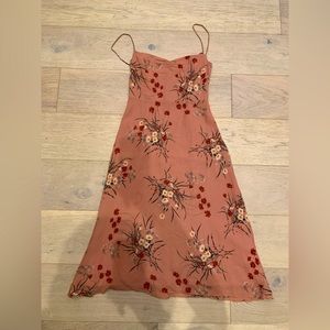 Reformation Floral Dress in Rust and Red